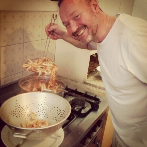 Chef Cyrille cooking late lunch
