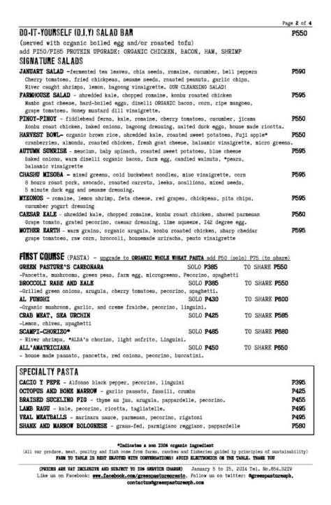 Green Pastures - Menu - Salads